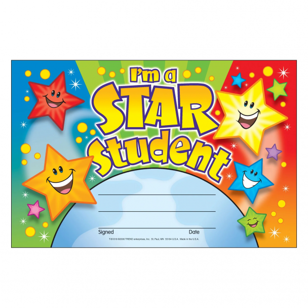 I'M A Star Student Certificate